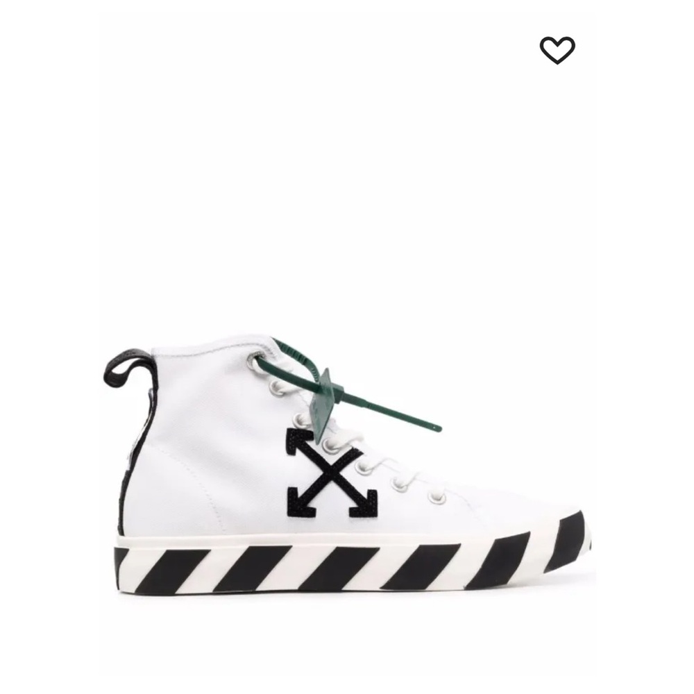 Off-White Mid-Top Sneakers in White and Black